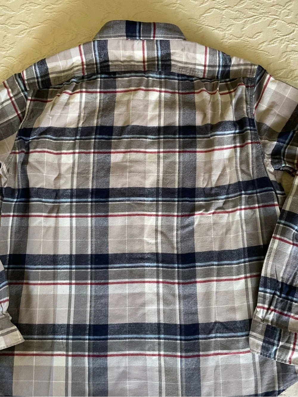 J CREW MERCANTILE Grey & Blue Cotton Flannel Button Down Shirt Men’s XL 17/35